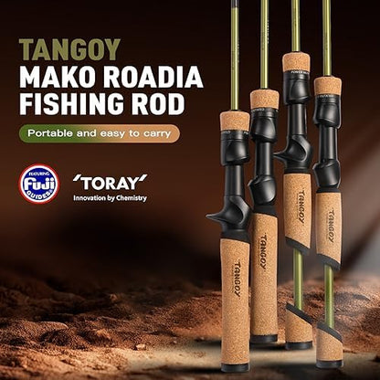Tangoy Ultralight Fishing Rod 2-Piece Trout, Panfish, Crappie with Carbon Fiber Blank & Cork + High EVA Handle - Micro Light Fishing Pole, Fuji Guide Expansion Joint System - size: Cast-562/632UL-ZOOM