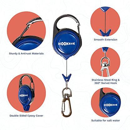 HOOK-EZE Fly Fishing Zinger Retractor (3 Pack), Fishing Knot Tying Cards to 8 Essential Fishing Knots, Come with A Fly Fishing Zinger Retractor