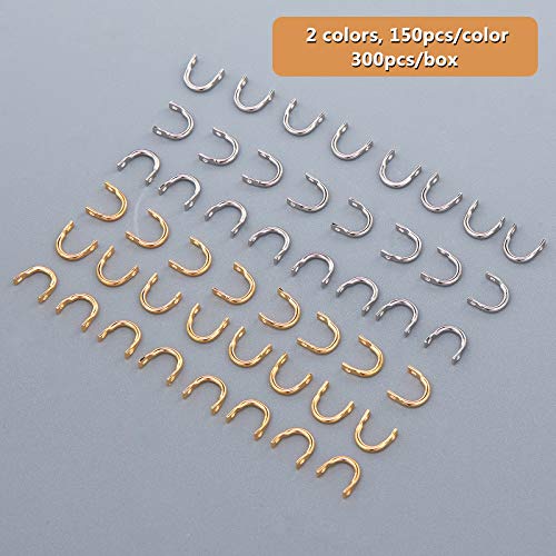 SUPERFINDINGS 300pcs Fishing Spinner Clevis Spinnerbait Clevis U-Shaped Brass Links 2 Colors Easy Spin Spinner Clevis Spinner Blade Clevis for Lure Making Fishing Spinnerbait Accessory - color: Metallic+Golden