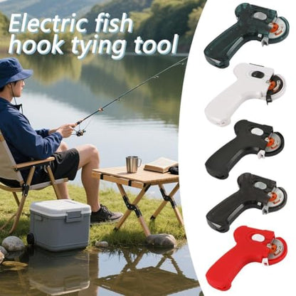 Automatic Fishing Knot Tying Tool, Electric Hook Tying Machine, Professional Fast Hook Line Tier with Internal Routing and Anti Detachment for Secure Knots - color: Black