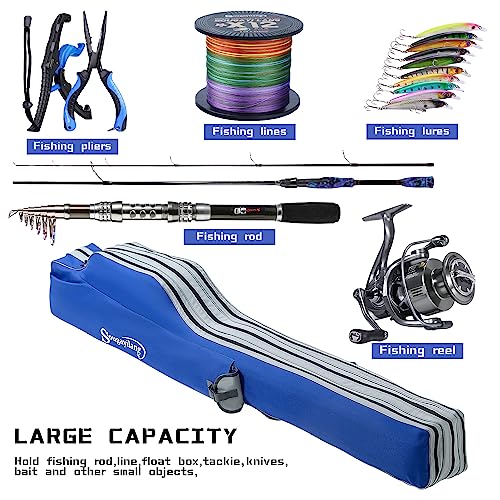 Sougayilang Fishing Rod Bag - 3 Layer Organizer Case for Travel - 170cm/69in - color: Length: 170cm/69in
