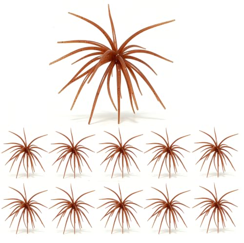 Tentacle Creature Lure Sea Urchin Soft Bait 3.6" & 4.3" TPE Lures 10/6-Pack, Natural Sinking Micro-Vibration for Crappie Bluegill Perch Bass Trout, Compatible Jig Heads Treble Hooks - color: Flash Brown, size: S-10pcs