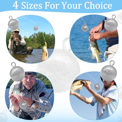 Round Fishing Sinkers 10/5pcs Cannonball Lead Weights | Assorted Sizes Egg Sinkers Saltwater Freshwater 1oz to 4oz - size: 1oz-5pcs