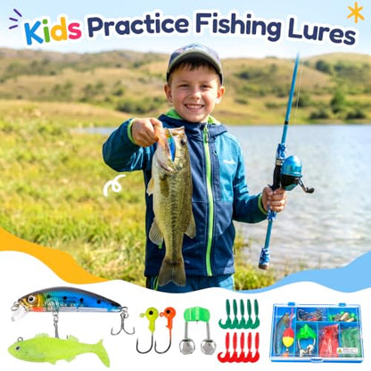 ODDSPRO Kids Fishing Pole - Portable Kids Fishing Rod and Reel Combo, Kids Fishing Gear with Tackle Box, Spincast Reel, Collapsible Chair and Bucket, Fishing Pole for Kids Boys Girls Toddler Youth 3+ - size: 3.94 ft