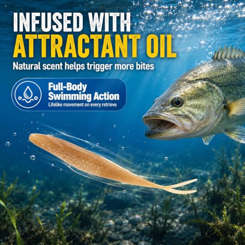 Soft Plastic Jerkbait Fishing Lures, 5 Inch Fluke Style Minnow Swimbaits for Bass, Walleye, Trout & Crappie, Scented Soft Baits for Freshwater & Saltwater, 10 Pack - color: Orange Silver Shad