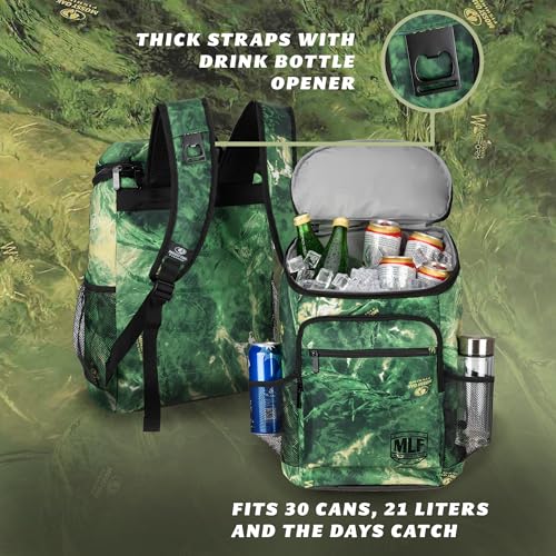 Mossy Oak MLF Fishing Cooler Backpack - Major League Insulated Leak Proof Beverage Coolers Bag - color: MO Camo