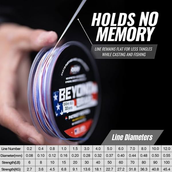 Beyond Braid Braided Fishing Line -Super Strong - Abrasion Resistant - No Stretch -Blue Camo, Moss Camo, White, Green, Pink, Blue, 4 Strand 8 Strand - color: Green 8X - No Fade, size: 30LB (500 Yards)