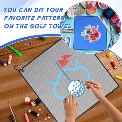 Batiyeer 12 Pcs Golf Towel Bulk for Golf Bags Microfiber Fabric Towel with Clip Waffle Pattern, Fitness, Camping, Hiking, Yoga - color: Rose Red, Gray, Blue