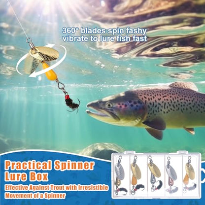 Skylety 10 Pieces Mini Fishing Lures Fishing Hard Baits Hooks Crankbaits Lures Baits Topwater Strong Sound for More Bites Freshwater Saltwater Trout Bass Perch with Box - style: Fly