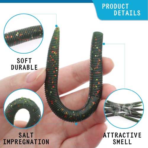 Senko Worms 40/133Pcs Fishing Soft Plastic Bait Bass Fishing Lures | Crawfish Lure Soft Plastic Worms Fishing Lure Wacky Rig Carolina Rigged - color: C-Senko Lures 133pcs 5.15in