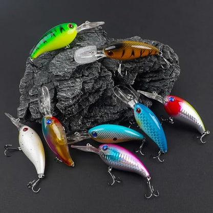 Crankbait Fishing Lures Hard Bait Shallow Diving Crank Bait Lifelike Swimbait Lures for Bass Trout Walleye Pike Freshwater Saltwater Fishing Lure - color: B-8pcs-3.9in/0.5oz