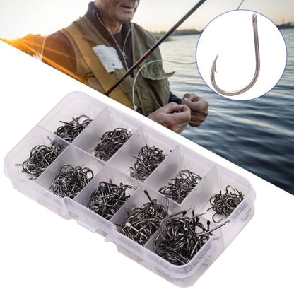 500Pcs Fishing Hooks Set – High Carbon Steel Sharpened Barbed Circle Hooks in Assorted Sizes 3 to 12 for Freshwater and Saltwater Fishing - size: 1#-with Holes