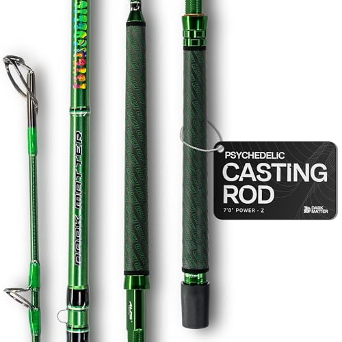 Dark Matter Psychedelic Casting Fishing Rods Medium Heavy Power X - High-Modulus M3 Carbon Nano Baitcaster Rod Saltwater and Freshwater Fishing Rods, 7ft Medium Heavy Baitcasting Rod - color: Green, size: 7'0" Power - Z