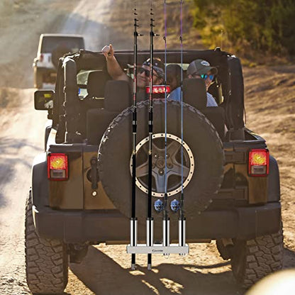 Stainless Steel Hitch Fishing Rod Holder, GADFISH Hitch Mount Rod Holder, 4 Link Tube for 2" Hitch Receivers with Quick Release Pin,Truck Adjustment Fishing Rod Rack, Fishing Pole Holder