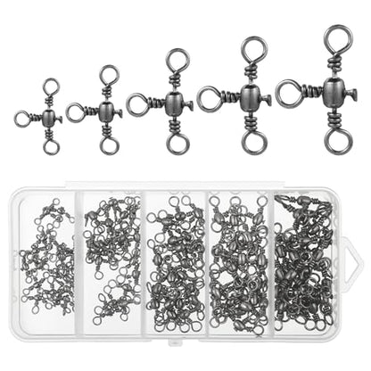 100Pcs 3 Way Swivel Fishing Tackle, Three Way Swivels Cross Line Barrel Swivel Trolling T-Turn Connection Fishing Swivels Saltwater for Fishings Tackle Catfish Rigs 6# 7# 8# 10# 12#