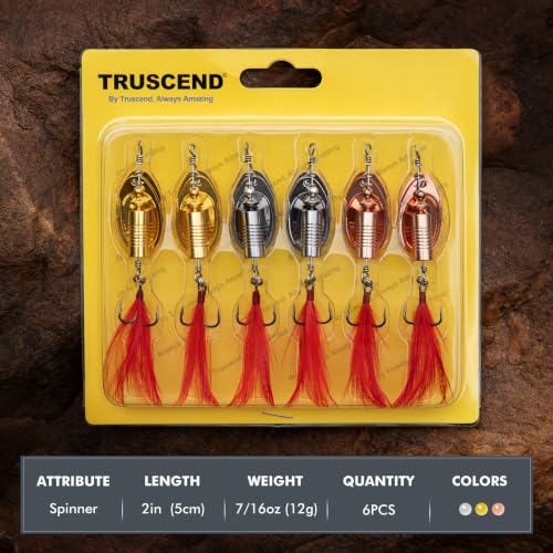 TRUSCEND Vibespinner Easy Catch Fishing Lures with BKK Hooks, Tail Spinner Baits with 4 Actions, Vibrating Swimming Flashing & Jigging for More Bites, Spoon Lures for Bass Trout Crappie Walleye Pike - color: B2-7/16oz-2"