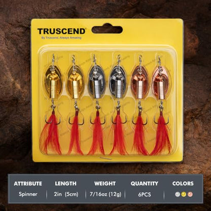 TRUSCEND Vibespinner Easy Catch Fishing Lures with BKK Hooks, Tail Spinner Baits with 4 Actions, Vibrating Swimming Flashing & Jigging for More Bites, Spoon Lures for Bass Trout Crappie Walleye Pike - color: B2-7/16oz-2"
