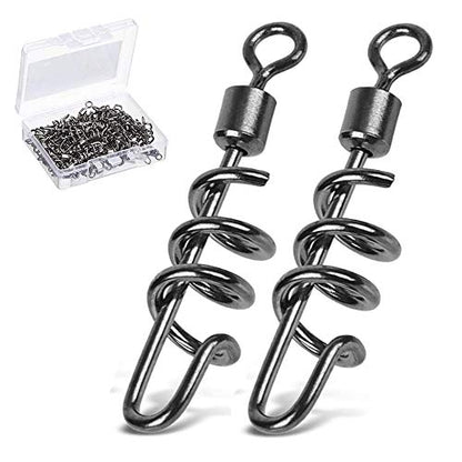 AMYSPORTS Fishing swivels Corkscrew snap swivels Fishing Tackle swivels Saltwater Freshwater Leader Lure jigs line Connector - size: Size2 (95lb) 50 pcs
