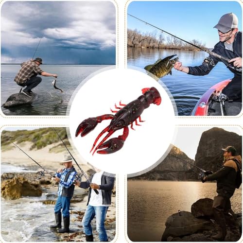 20PCS Soft PVC Fishing Lures 2.2 Inch – Lifelike Crawfish Bait with Artificial Lobster Claw Design, Jig Head Compatible for Bass & Trout Fishing - color: Red