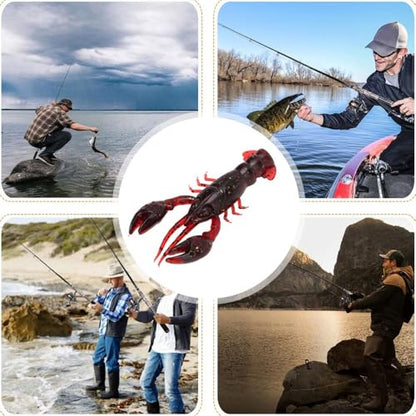 20PCS Soft PVC Fishing Lures 2.2 Inch – Lifelike Crawfish Bait with Artificial Lobster Claw Design, Jig Head Compatible for Bass & Trout Fishing - color: Red