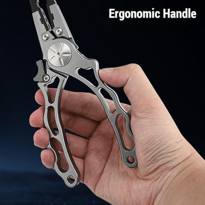 Aluminum Alloy Fishing Pliers Hook Remover LINE Cutters with Sheath and Lanyard for Fishing PE Nylon Carbon LINE (Grey) - color: Grey