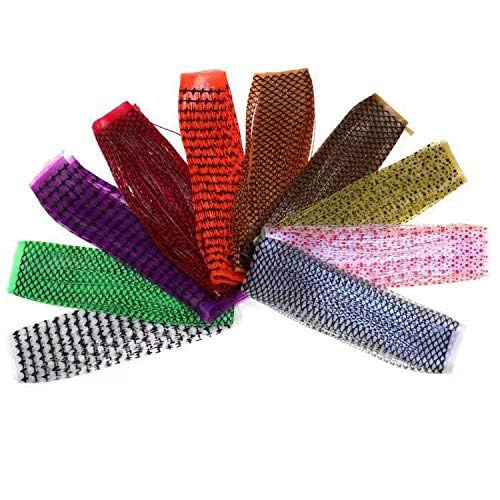 GREATFISHING 10pcs Mix 10 Color Each 50 Strands/Pack 0.8mm Wide Fly Tying Rubber Flutter Legs Grizzly Barred Black Olive Green Yellow Orange Streamer Zonker Nymph Fly Tying Rubber String - color: Combo B