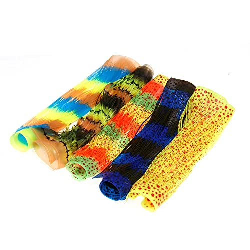 GREATFISHING 10pcs Mix 10 Color Each 50 Strands/Pack 0.8mm Wide Fly Tying Rubber Flutter Legs Grizzly Barred Black Olive Green Yellow Orange Streamer Zonker Nymph Fly Tying Rubber String - color: Combo A