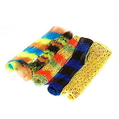 GREATFISHING 10pcs Mix 10 Color Each 50 Strands/Pack 0.8mm Wide Fly Tying Rubber Flutter Legs Grizzly Barred Black Olive Green Yellow Orange Streamer Zonker Nymph Fly Tying Rubber String - color: Combo A