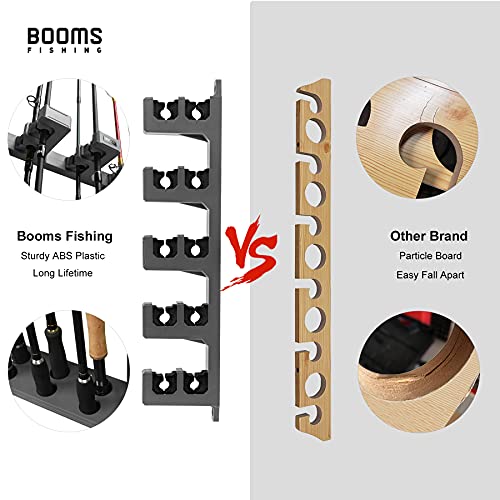 Booms Fishing Rod Holder for Garage: Wall Mount Fishing Pole Holders for Garage | Fishing Rod Rack Holds Up to 10 Rods, Vertical/Horizontal/Ceiling Fishing Pole Racks, WV4 Black - color: Black