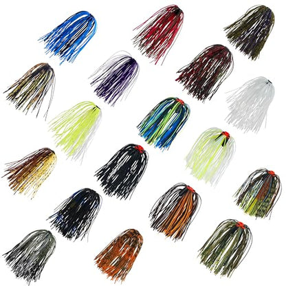 OROOTL Silicone Jig Skirts Spinnerbait Skirt Replacement Bass Fishing Lures for DIY Spinner Baits Buzzbaits Squid Jig Accessories - color: D-Skirts-18pcs