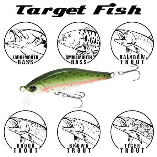 LUCKY CRAFT Pointer 50S, Sinking, Trout Fishing Lure, Jerkbait, Silent, Freshwater Fishing Gear, River Fishing Accessories, Lake Fishing Tackle, Rainbow - color: 803 Brown Trout