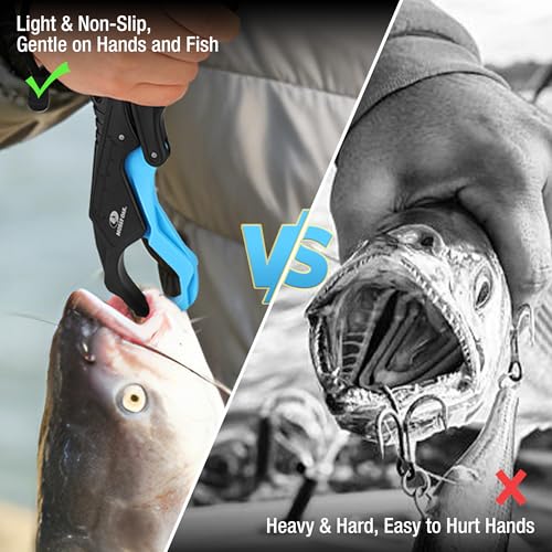 Mossy Oak 2pc 10.5'' Fishing Lip Grippers – Lightweight Nylon & Fiberglass with Lanyards,Non-Slip Handles, for Fishing Lovers, Suitable for Freshwater and Saltwater - size: 2pc