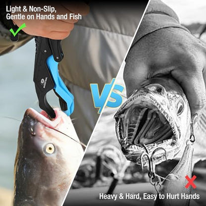 Mossy Oak 2pc 10.5'' Fishing Lip Grippers – Lightweight Nylon & Fiberglass with Lanyards,Non-Slip Handles, for Fishing Lovers, Suitable for Freshwater and Saltwater - size: 2pc