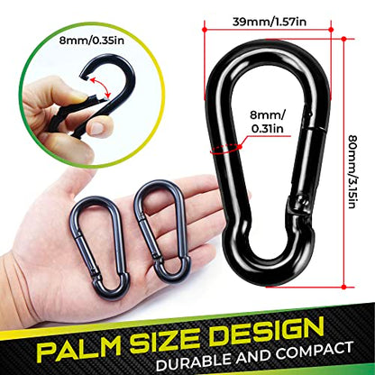 PAMAZY 6Pcs 3.15In Spring Snap Hooks 460LBS Capacity, Utility Hook Clip, Heavy Duty Rope Connector, Quick Link Snap Hooks for Indoor & Outdoor, Hanging, Camping, Fishing - size: 6Pcs 3.15In