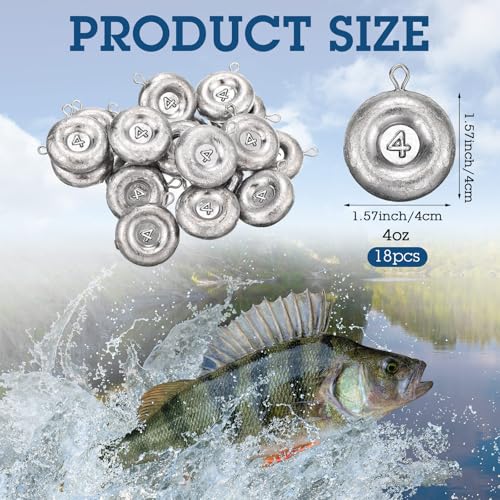 Shimeyao 18 Pieces Disc Sinkers Fishing Weights No Roll Disc Fishing Sinkers Weights for Saltwater Trolling Surf Tackle - size: 4oz
