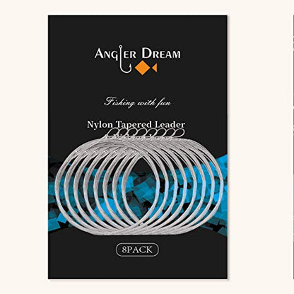 8 Pack Welded Tapered Leader Fly Fishing Leader with Loop 9ft 0/1/2/3/4/5/6/7X Nylon Fly Leader … - color: Welded Loop Fly Leader, size: 7x