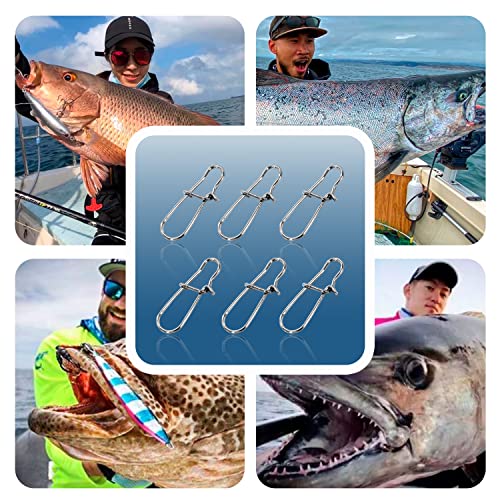 100 Pack Fishing Duo Lock Snap Fishing Snaps and Clips Freshwater Saltwater Fishing Gear Hooked Snap Speed Clips Fishing Lures Connector Quick Change Fishing Snap - size: Size #5(110lb) 100 PCS