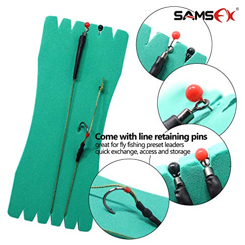 SAMSFX Fishing Leader Line Holder Foam Board Snelled Hook Keeper with Retaining Pins Accessories Pack of 10 - color: 14 x 6cm(10PCS), Pins Included
