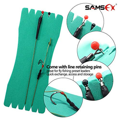 SAMSFX Fishing Leader Line Holder Foam Board Snelled Hook Keeper with Retaining Pins Accessories Pack of 10 - color: 14 x 6cm(10PCS), Pins Included