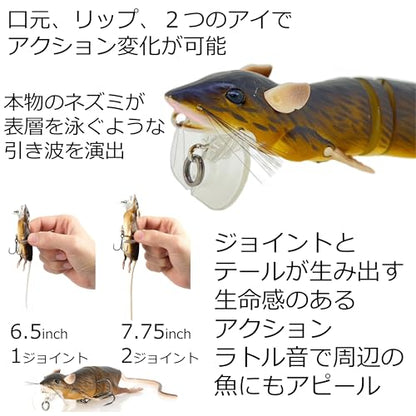 Savage Gear 3D Rad Rat Fishing Bait, 1/2 oz, Black, Realistic Contours, Colors & Movement, Durable Construction, Versatile Rigging Options, Dual Treble Hook Configuration