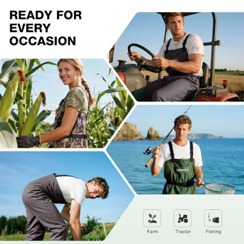 Lekesky Fly Fishing Chest Waders with Boots for Men Women, US Sizes 5–14,2-Ply Nylon/Pvc Waterproof Waders - color: Brown, size: M11