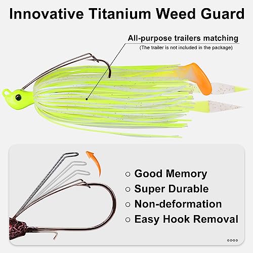 TRUSCEND Jigs Fishing Lures with Ultra Smooth Teflon Hook, Tour Grade Titanium Weed Guard Swim Jigs, Valuable Weedless Skirted Jig, Well-Made Lures for Crappie Bass Trout, Freshwater Fishing Gear - color: A-1/4oz