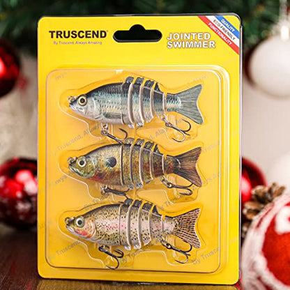 TRUSCEND Swimmax Easy Catch Fishing Lures with BKK Hooks, Wiggling, Vibrating, Rattling and Gurgling for More Bites, Heavy-Duty Dyneema Fiber Jointed Swimbaits for Bass, Trout, Crappie, Walleye, Pike - color: A1-3",0.4oz