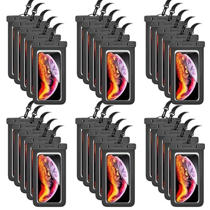 30 Pack 8.5“ Waterproof Cell Phone Pouch - Underwater Dry Bag Case Lanyard - Water Proof Clear Holder Protector for iPhone 17 16 15 Pro Max Plus Samsung Galaxy S25 S24 Ultra Note for Beach Swimming - color: 30 Pack Black