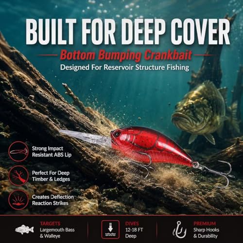 Deep Diving Crankbait Fishing Lure | 12-15ft Bottom Bumping | 0.72oz 4.9in Hard Bait for Bass & Walleye - color: color3