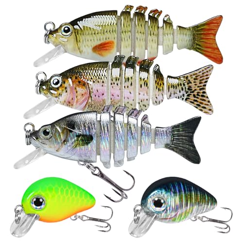 TRUSCEND Swimmax Easy Catch Fishing Lures with BKK Hooks, Wiggling, Vibrating, Rattling and Gurgling for More Bite, Heavy-Duty Dyneema Fiber Jointed Swimbaits for Bass, Trout, Walleye, Crappie, Pike - color: B-2",0.07oz