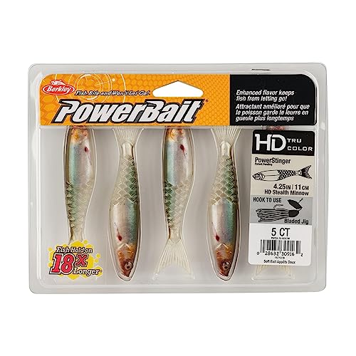 Berkley PowerBait PowerStinger Fishing Soft Bait - color: HD Stealth Minnow, size: 4 1/4"