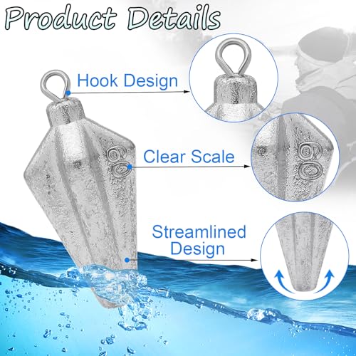 Fishing Pyramid Weights Rhombus Quadrangle Lead Triangle Fishing Sinkers | Surf Fishing Sinkers for Ocean Saltwater Fishing Casting Gear Tackle 1oz 2oz 3oz 4oz - size: 2oz-8pcs