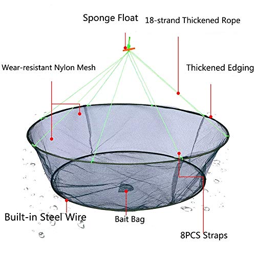 Persei Foldable Fishing Net Hand Casting Cage Crab Net for Fish Shrimp Minnow Crayfish Crab