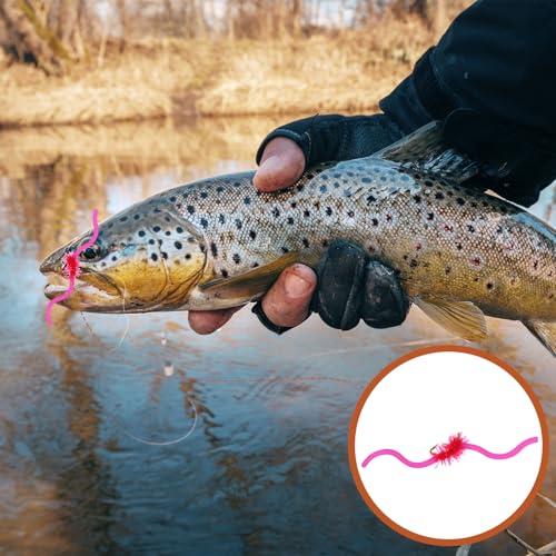 12 Pcs San Juan Trout Worm Lure Kit - Bead Head Soft Plastic Baits, Realistic Worm Lures for Trout, Bass, Salmon, Steelhead & Freshwater Fishing - size: Size 12